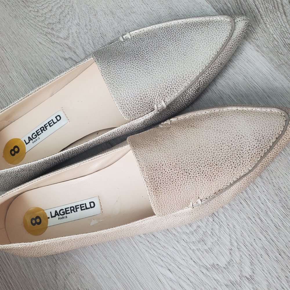Karl Lagerfeld Gold Flats Sleek Slip-On Design